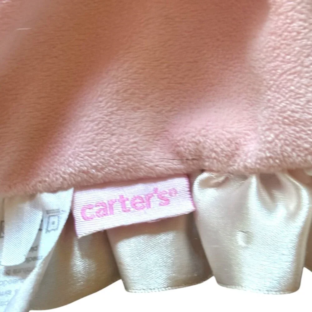 CARTER'S Pink Bear Lovey Ring Rattle Plush Satin Ruffles 2010 Girls‎ Security